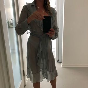 Light blue sheer wrap dress